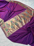 Pushp Magenta Banarasi Paithani Katan Semi Uppada Silk Saree for Wedding & Festive Wear