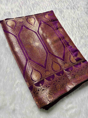 Gulnaar Magenta Banarasi Satin Pure Silk