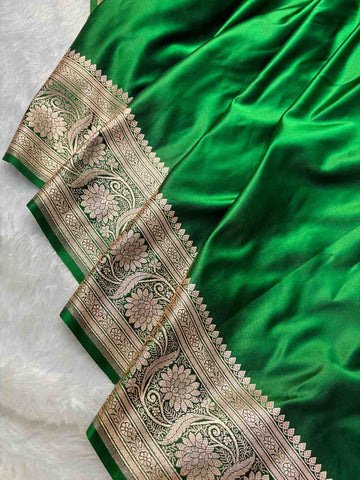 Rubaab Emerald Satin Saree