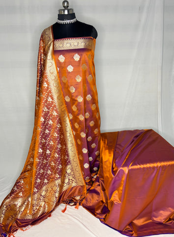 Adaa – Mashru Silk Three-Piece Suit Set with Rupa Meena Jari