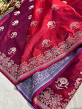 Mehru – Mashru Katan Silk Banarasi Saree in Magenta Red