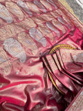 Light Rani Tissue Meena Katan Banarasi Saree with Antique Zari