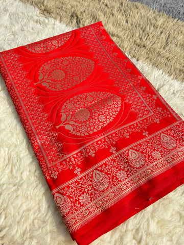 Raktima – Pure Banarasi Satin Saree in Blood Red