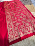Lalima – Pure Satin Katan Banarasi Saree in Red Cherry