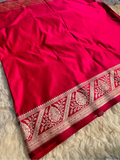 Lalima – Pure Satin Katan Banarasi Saree in Red Cherry