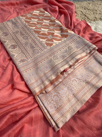 Maa Ki Chunar – Mashru Fancy Silk Saree in Old Rose Copper