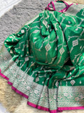 Zamrud-e-Mashru Fancy Silk Saree in Royal Emerald Green