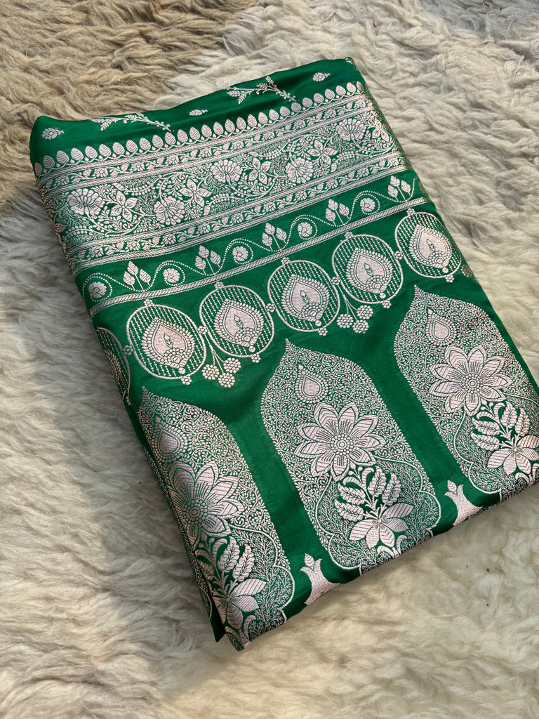 Zamrud-e-Mashru Fancy Silk Saree in Royal Emerald Green