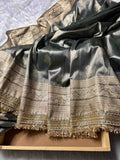 Sahar-e-Silver Tissue Silk Saree with Fancy Lace