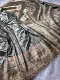 Sahar-e-Silver Tissue Silk Saree with Fancy Lace