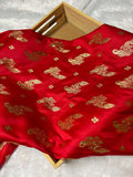 Surkh Noor Pure Banarasi Satin Zardosi Saree