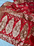 Surkh Noor Pure Banarasi Satin Zardosi Saree