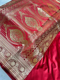 Surkh Kamal Pure Satin Banarasi Saree