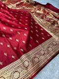 Surkh Kamal Pure Satin Banarasi Saree